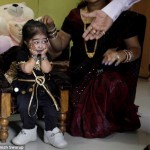 Pint-sized: Jyoti weighs just 12lbs, only 9lbs more than she did when she was born