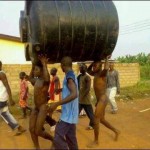 These 2 men attempted to steal a water tank and this is how they were treated. Shame indeed.