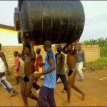 These 2 men attempted to steal a water tank and this is how they were treated. Shame indeed.