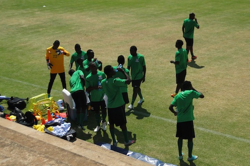 MANZI THERAPY: Players cool off.